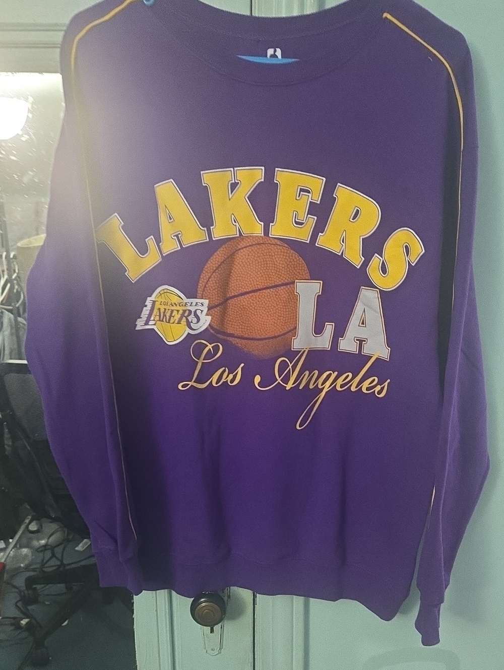 NBA Los Angeles Lakers Purple Crewneck Sweatshirt with Yellow Accents